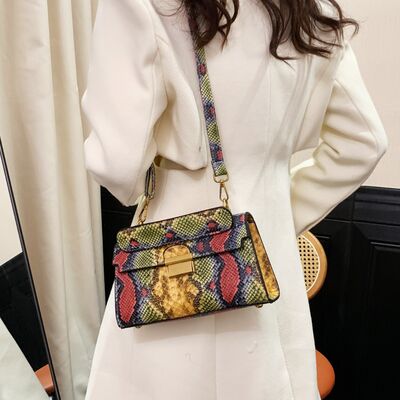 PU Leather Snakeskin Print Crossbody Bag - Munsieur