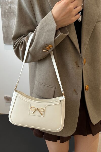 Bow Trim PU Leather Shoulder Bag - Munsieur