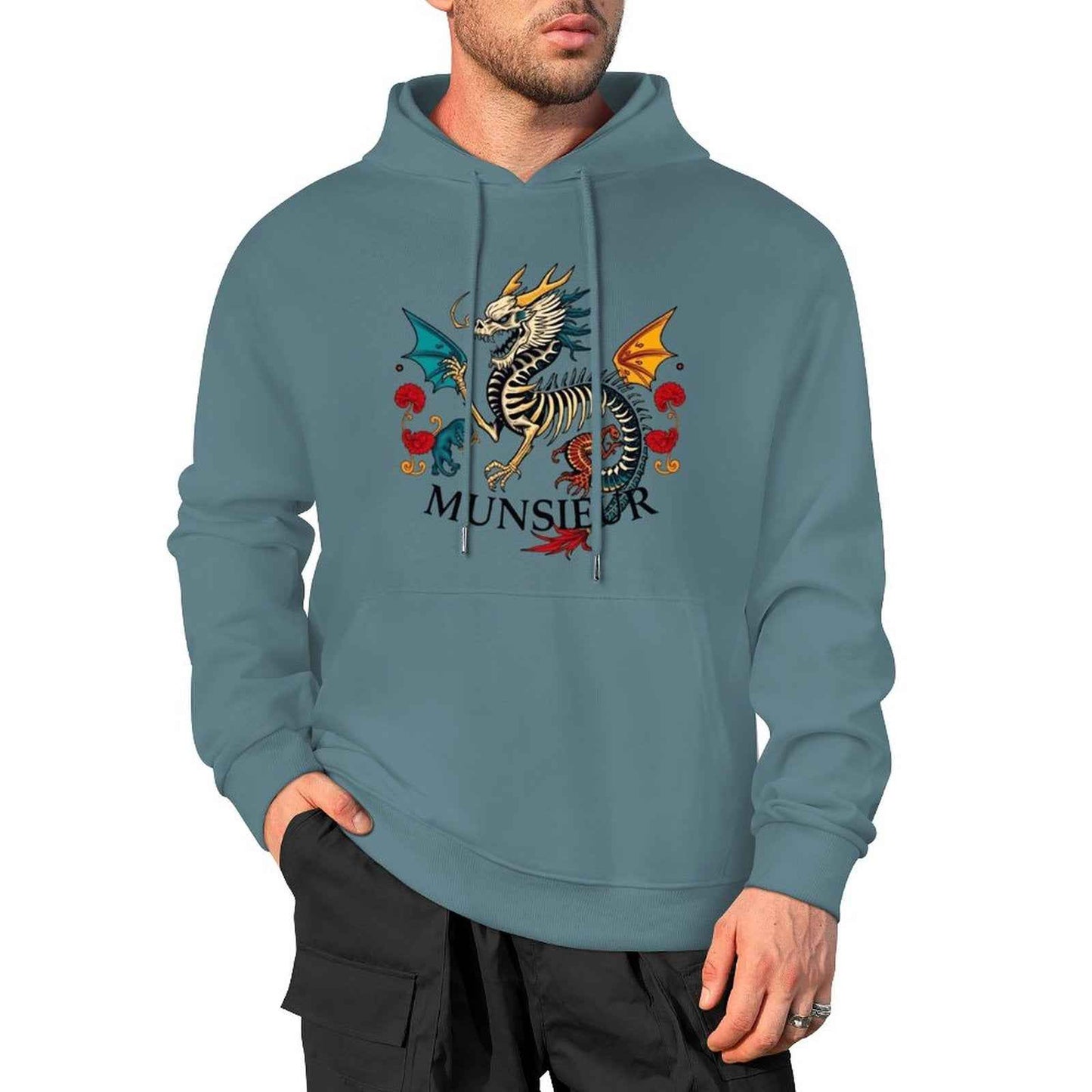 Munsieur Inferno Crest: Dragon Hoodie for Men - Munsieur