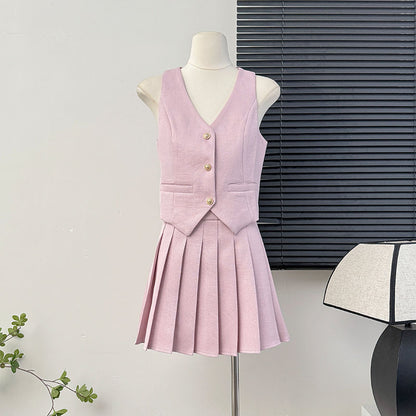 Women's Tennis Skirt Set + Blouse High Waist Pleated Two-piece
