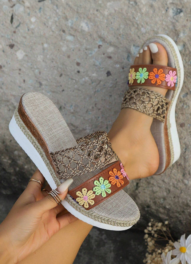 New Women's Plus Size Rope Platform Peep Toe Sandals