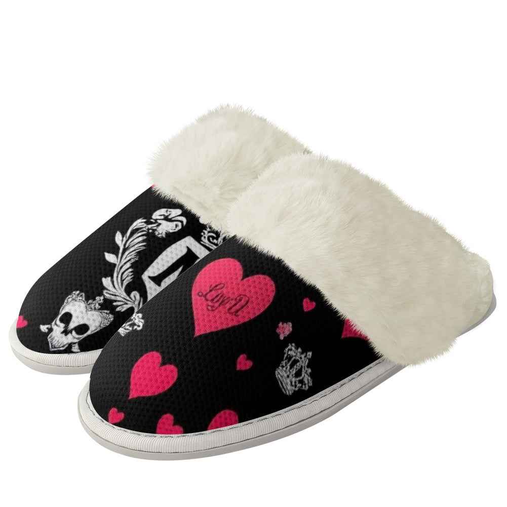 Cotton slippers with fur edges