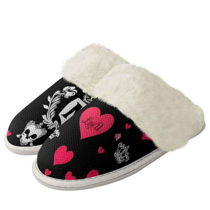 Cotton slippers with fur edges