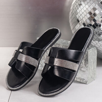 Rhinestone Open Toe Flat Sandals - Munsieur