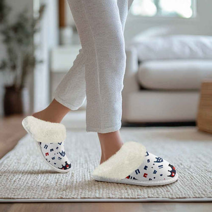 Cotton slippers with fur edges
