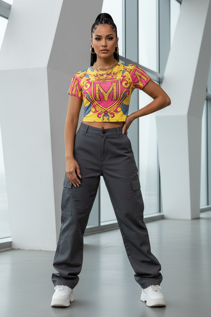 MUNSIEUR Tight cropped navel-baring T-shirt