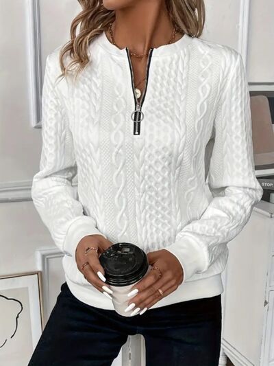 Texture Half Zip Long Sleeve Sweatshirt for Effortless Style - Munsieur