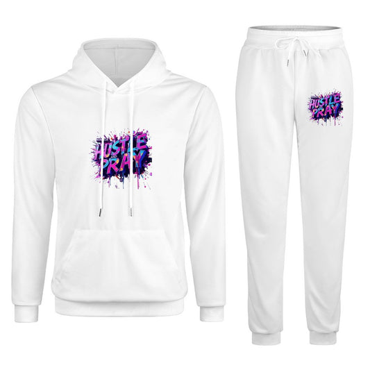 Munsieur Design Graphic Hoodie Set for Men "Hustle and Pray"