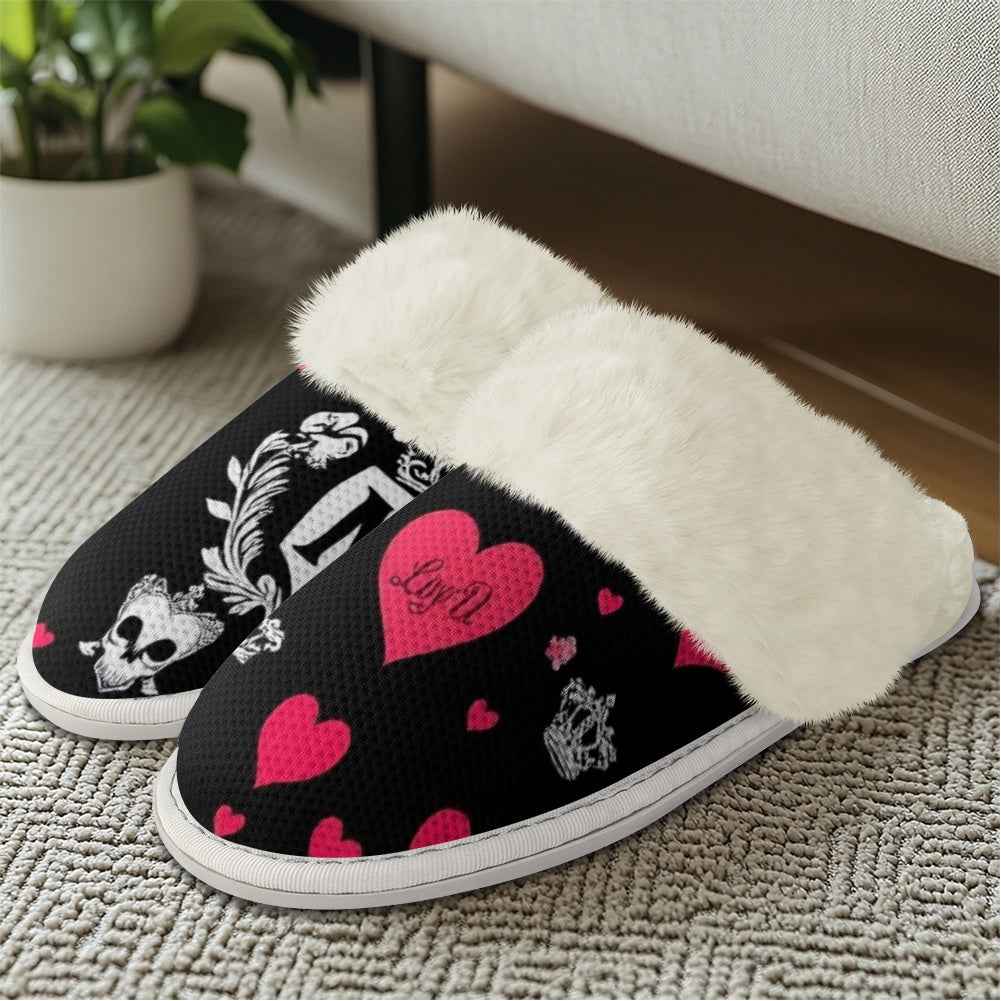Cotton slippers with fur edges