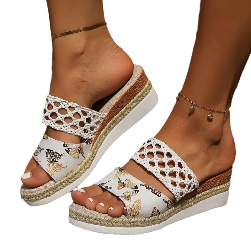 New Women's Plus Size Rope Platform Peep Toe Sandals