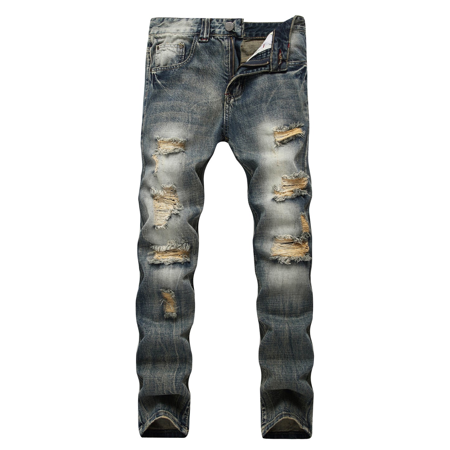 Men's Ripped Pants Fashion Slim-fit Trendy Straight-Leg Men's Pants - Munsieur