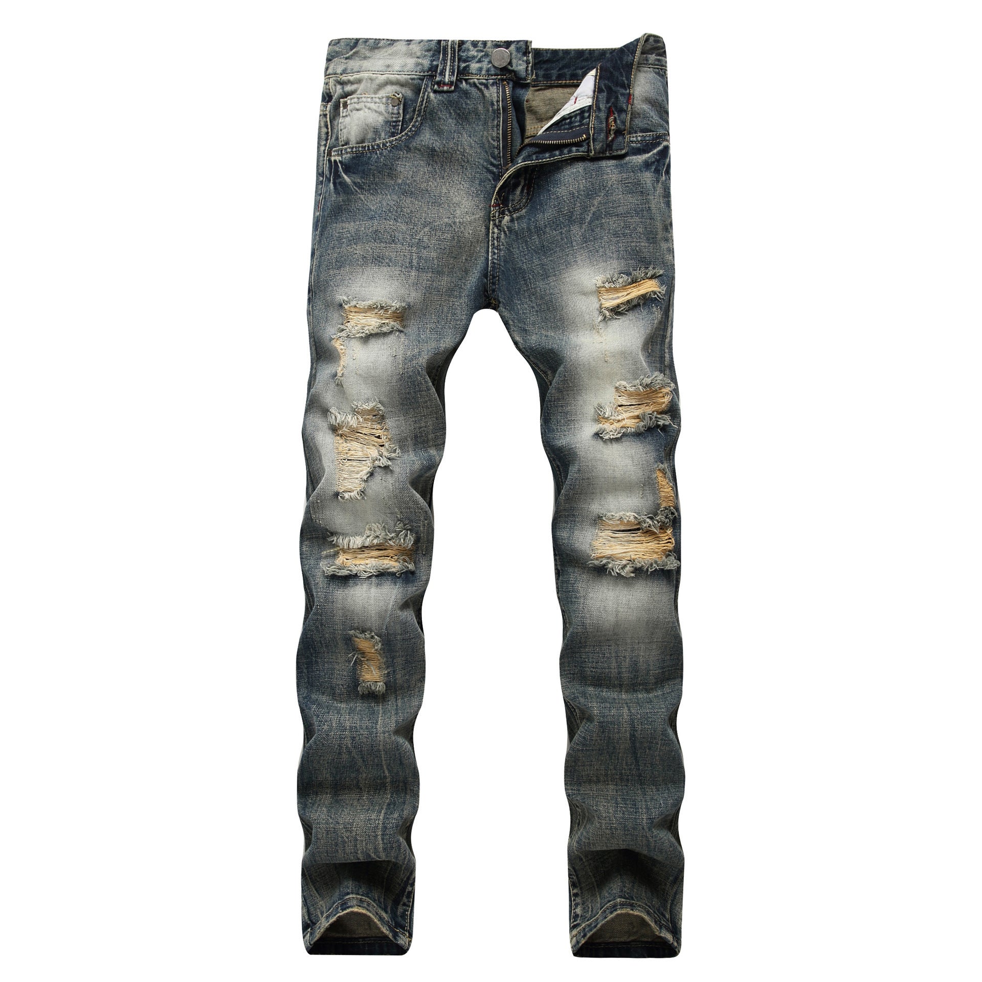 Men's Ripped Pants Fashion Slim-fit Trendy Straight-Leg Men's Pants - Munsieur