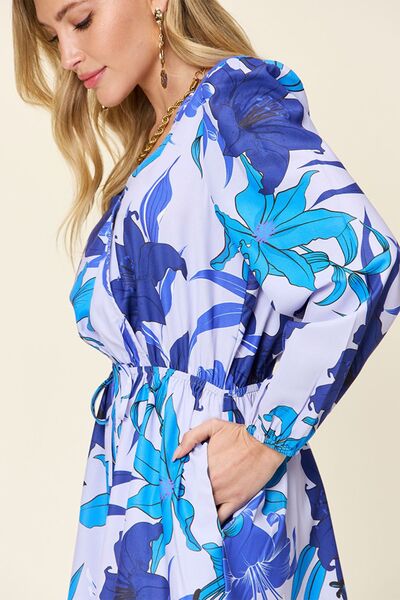 Double Take Full Size Floral Long Sleeve Romper with Pockets - Munsieur