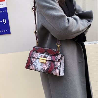 PU Leather Snakeskin Print Crossbody Bag - Munsieur