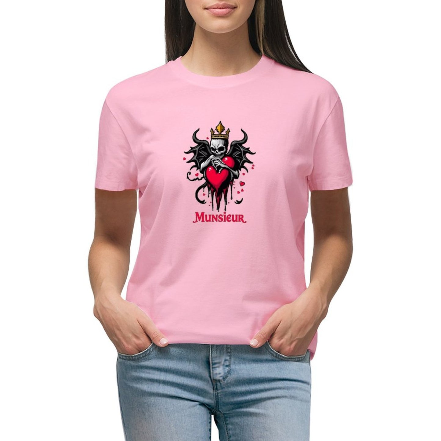 Munsieur Women's T-shirt "Queen" Bleeding Collection for Valentine's Day Embroidered