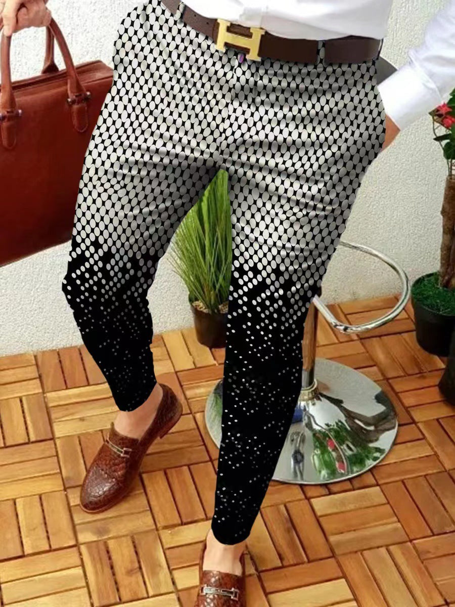 Men's Casual Abstract Contrast Micro-stretch Pants