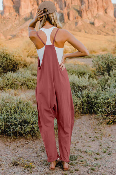 Double Take Full Size V-Neck Sleeveless Jumpsuit with Pockets - Munsieur