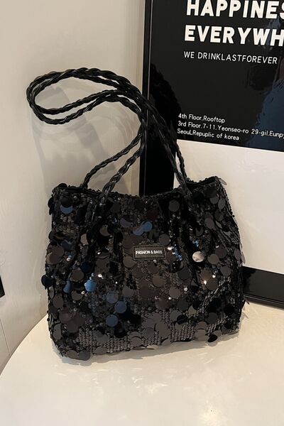 Sequin Braided Strap Shoulder Bag - Munsieur