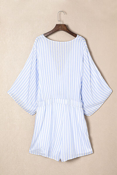 Bow Striped Kimono Sleeve Romper - Munsieur