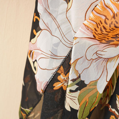 Women's Fashion Tassel Floral Print Swimwear Cover