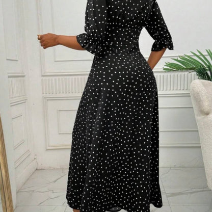 Women's Half-sleeve Polka Dot Print Dress