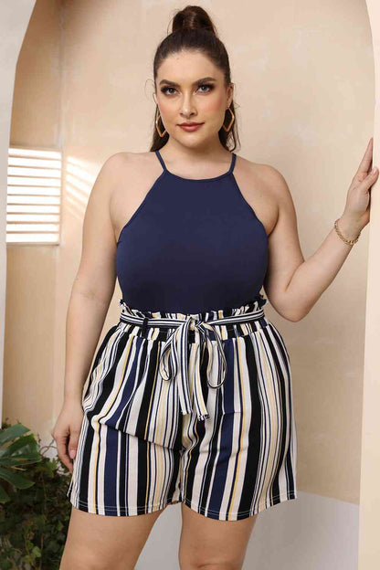 Plus Size Halter Neck Spaghetti Strap Bodysuit - Munsieur