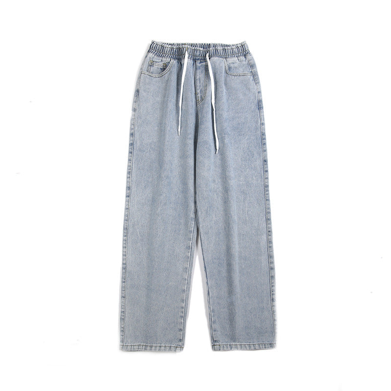Men's Elastic Waist Loose Straight Drooping Mop Pants