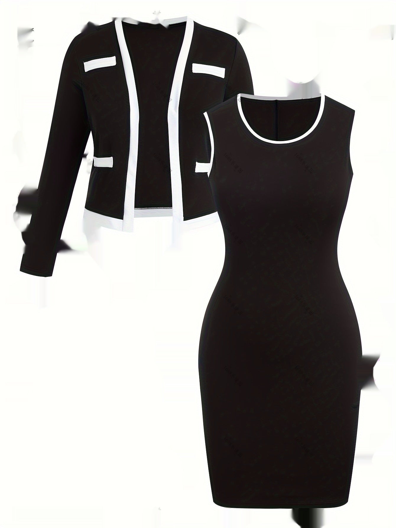 Women's Color Matching Top And Hip Skirt Two-piece Set