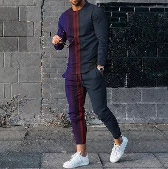 Men's Ethnic Style Printed Long Sleeve Jogger Set - Munsieur