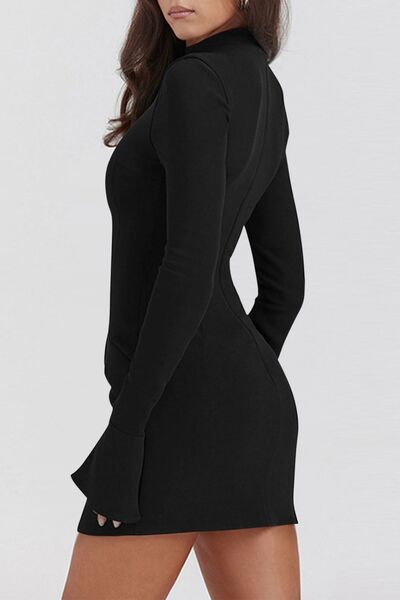 Mock Neck Long Sleeve Mini Dress - Munsieur