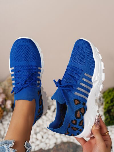 Cutout Leopard Lace Up Mesh Athletic - Munsieur