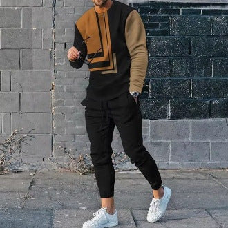 Men's Ethnic Style Printed Long Sleeve Jogger Set - Munsieur