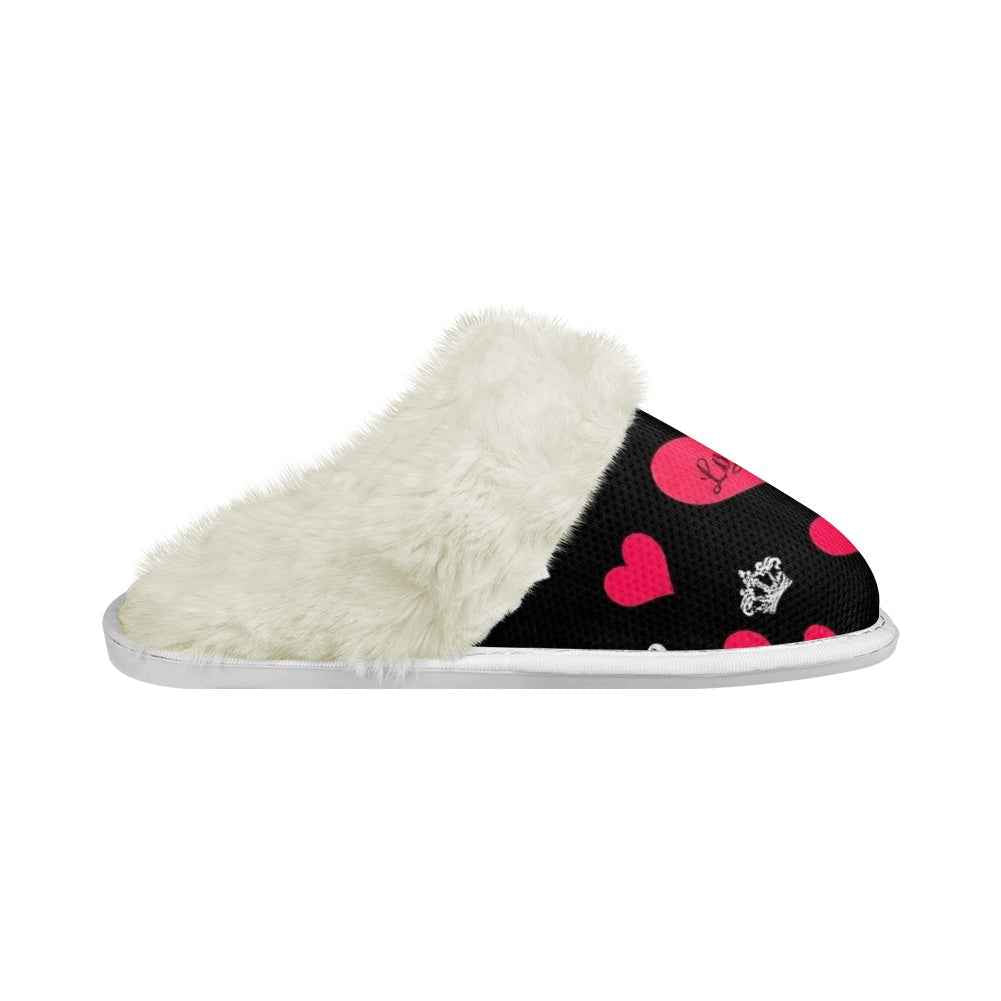 Cotton slippers with fur edges