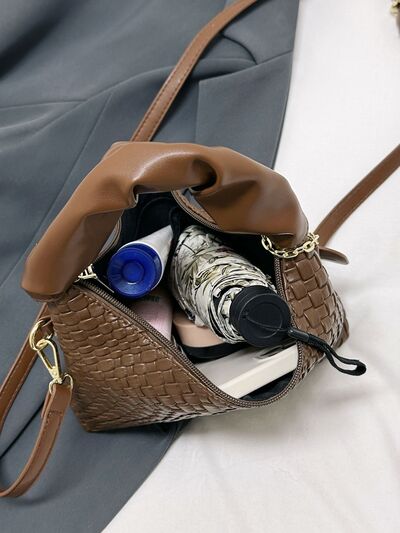 PU Leather Woven Crossbody Bag - Munsieur