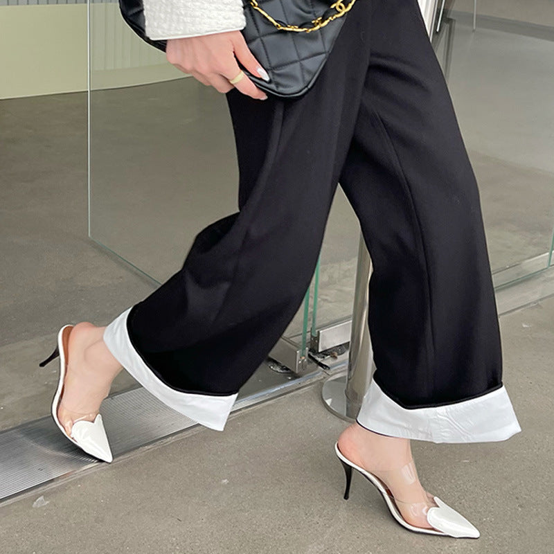 Women's Transparent Love Face Color-blocking Stiletto Heel High Heels - Munsieur