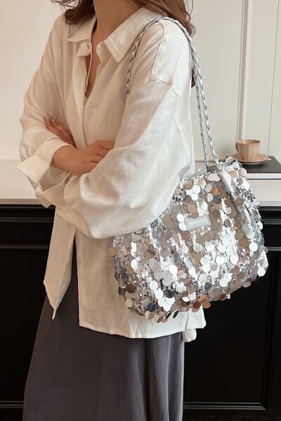 Sequin Braided Strap Shoulder Bag - Munsieur