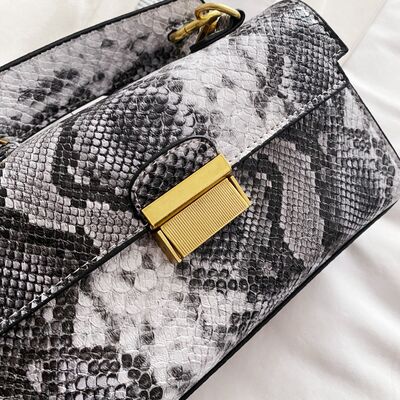 PU Leather Snakeskin Print Crossbody Bag - Munsieur