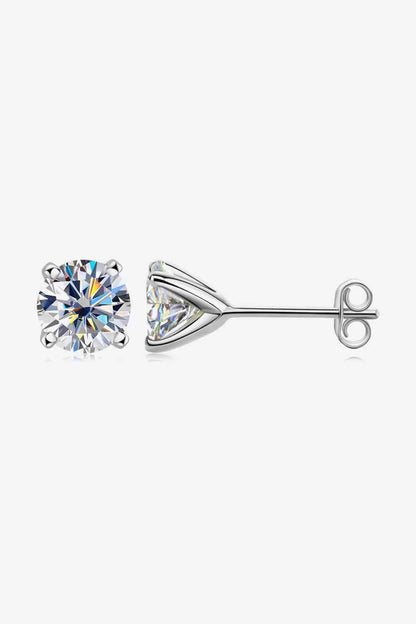 925 Sterling Silver 1 Carat Moissanite 4-Prong Stud Earrings - Munsieur