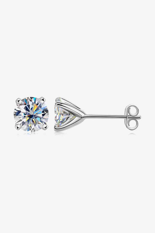 925 Sterling Silver 1 Carat Moissanite 4-Prong Stud Earrings - Munsieur