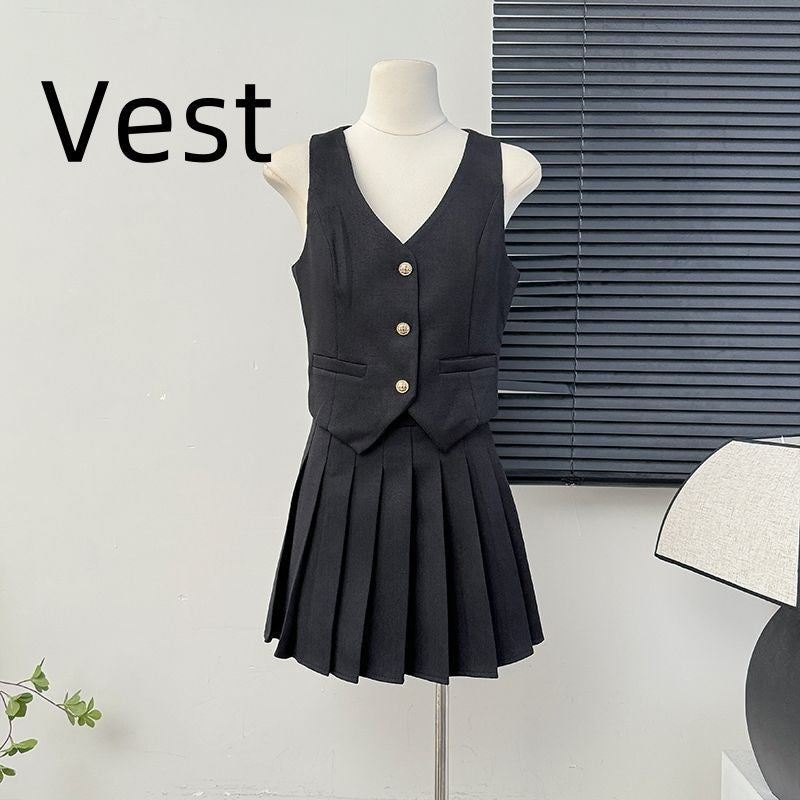 Women's Skirt Set + Blouse Summer High Waist Pleated Skirt Two-piece Skirt Set for Women