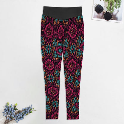 Munsieur Custom Printed Honeycomb Textured Yoga Leggings for Women
