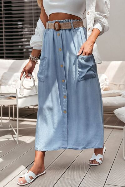 Frill Midi Skirt with Pockets - Munsieur