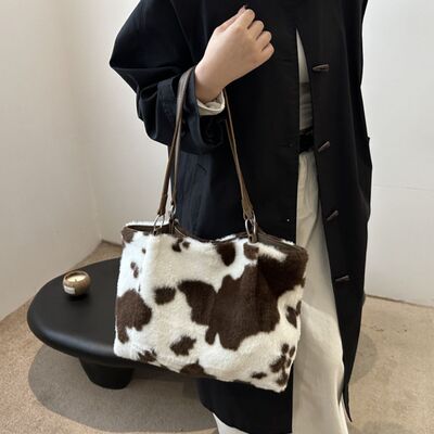Cow Print Furry Tote Bag - Munsieur