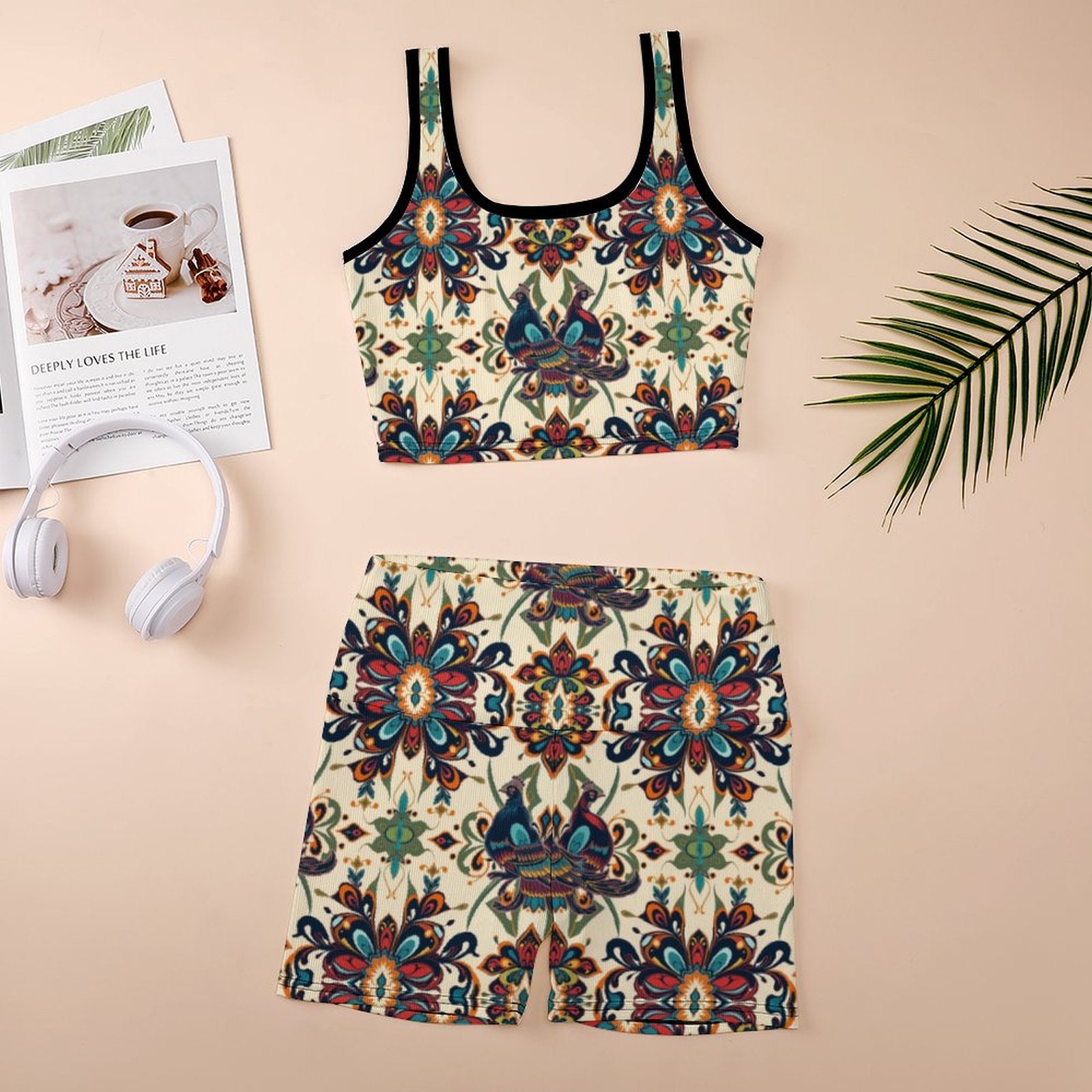 Custom Printed Patterned Ribbed Yoga Sets