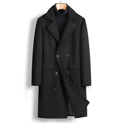Fall Winter Men Double Breasted Mid-length Coat - Munsieur