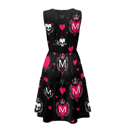Women's sleeveless round neck patchwork skirt