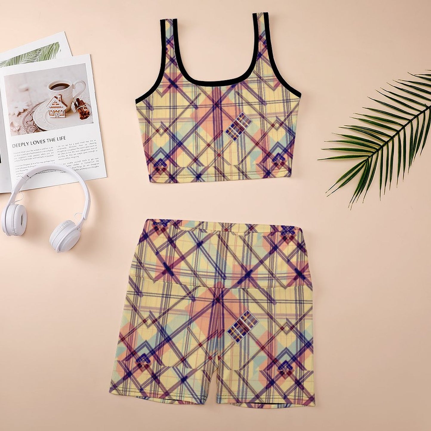 Custom Printed Patterned Ribbed Yoga Sets