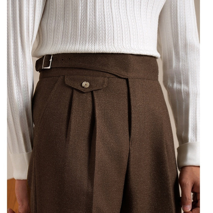 Men's Double Pleated Straight Business Casual loose fitting Pants - Munsieur
