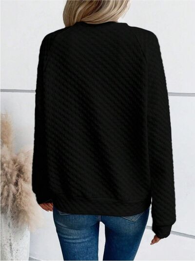 Notched Long Sleeve Sweatshirt for Effortless Style - Munsieur