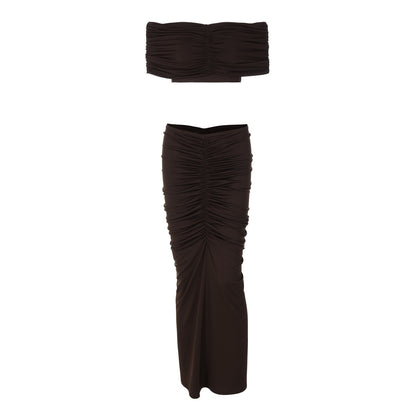 Women's Fashion Midriff-baring Top Slim Fit Skirt Set - Munsieur